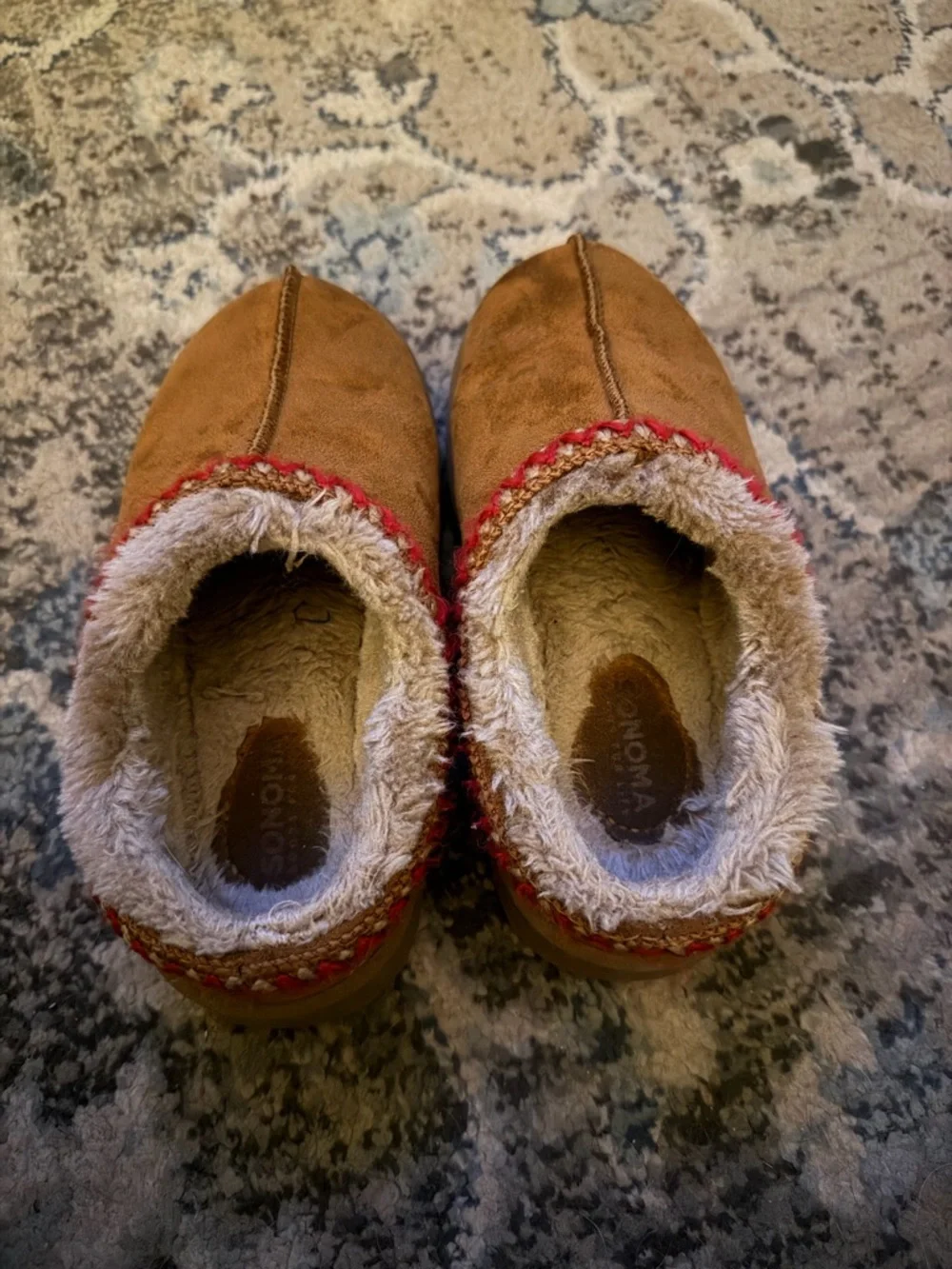 Brown Faux-Suede Cozy Slipper Clogs with Faux Fur Trim